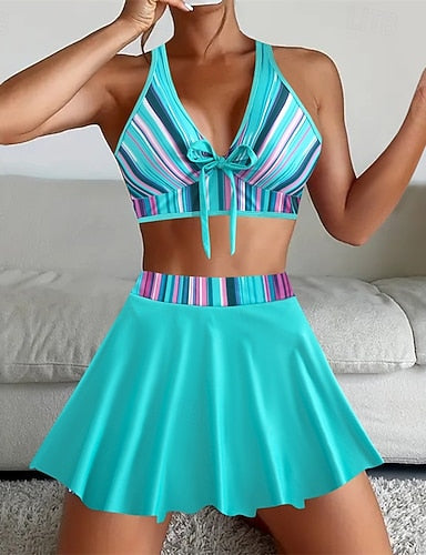 Tankini Two Piece Swimsuit Backless Swimwear Patchwork Swimwear Black Yellow Breathable Quick Dry Lightweight Sleeveless - Swimming Surfing Beach Summer Spring