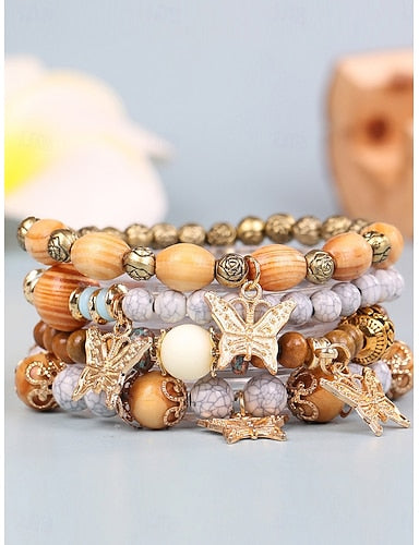 Style Ball Personalized Wood Bracelet Jewelry Light Mix / Yellow / Army Green for Holiday