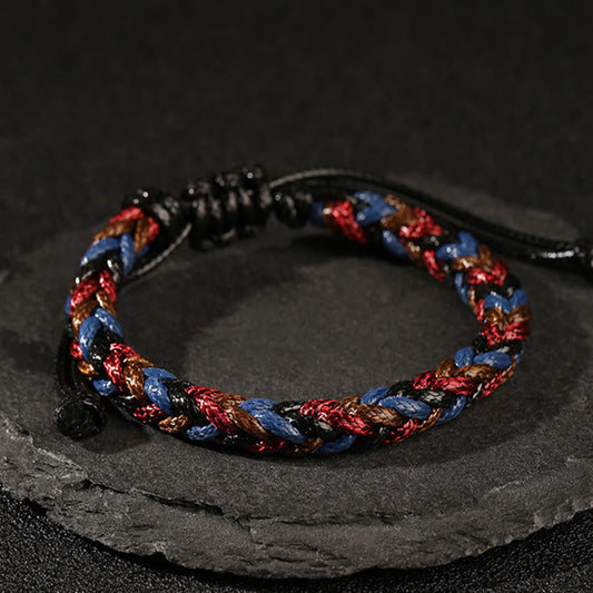 Colorful Eight Thread Peace Knot Wax Cord Braided Bracelet
