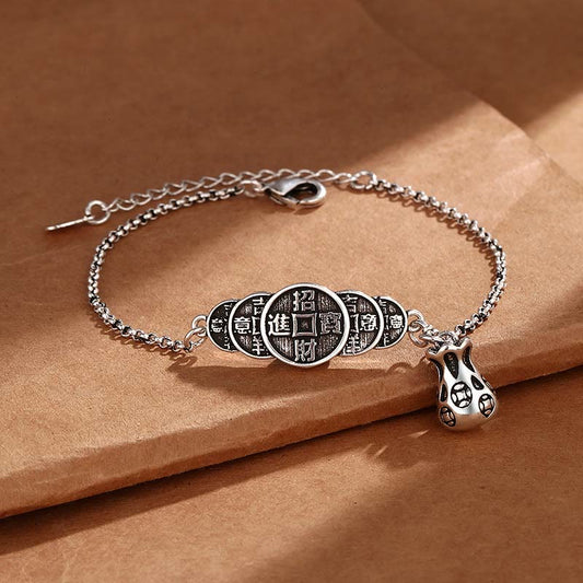Copper Coin Money Bag Spiritual Bracelet for Wealth & Luck