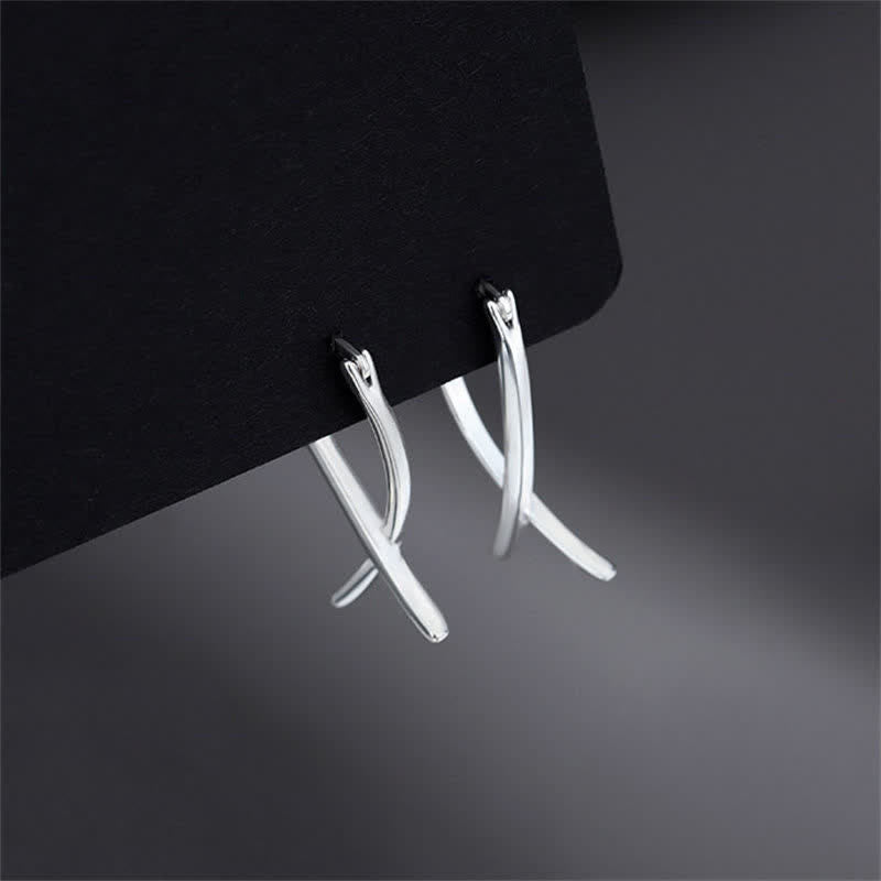 Copper Geometric Cross Luck Spiritual Hoop Earrings
