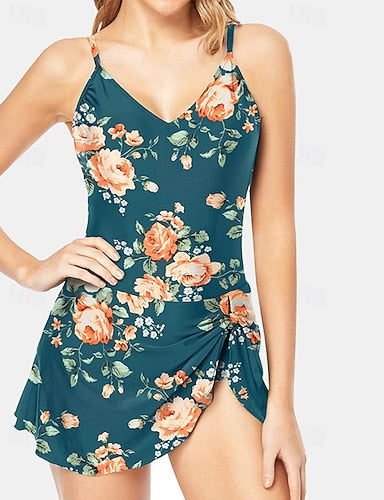 One Piece Swimsuit V Neck Swimwear Swimwear Black Wine Breathable Quick Dry Lightweight Sleeveless - Swimming Surfing Beach Summer Spring