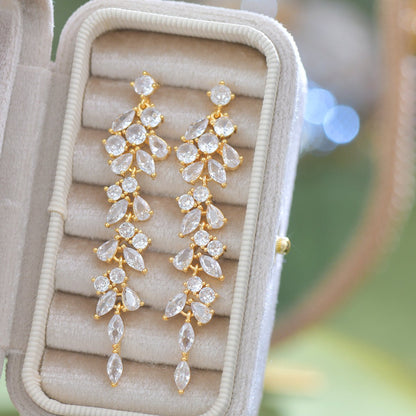 Crystal Cascade Earrings in Gold