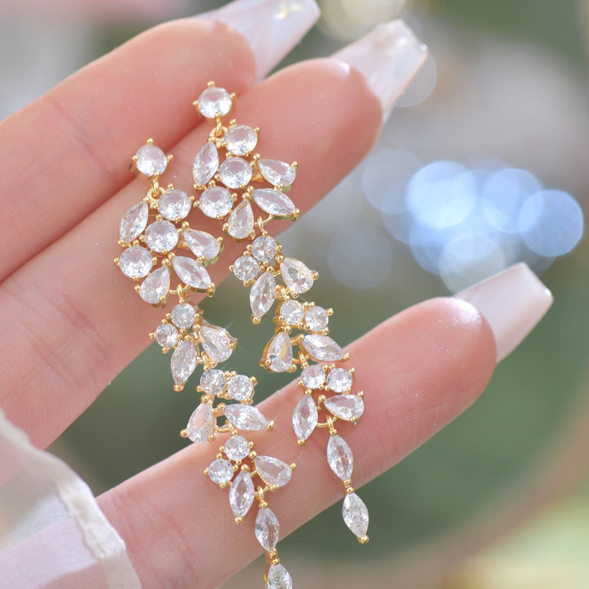 Crystal Cascade Earrings in Gold