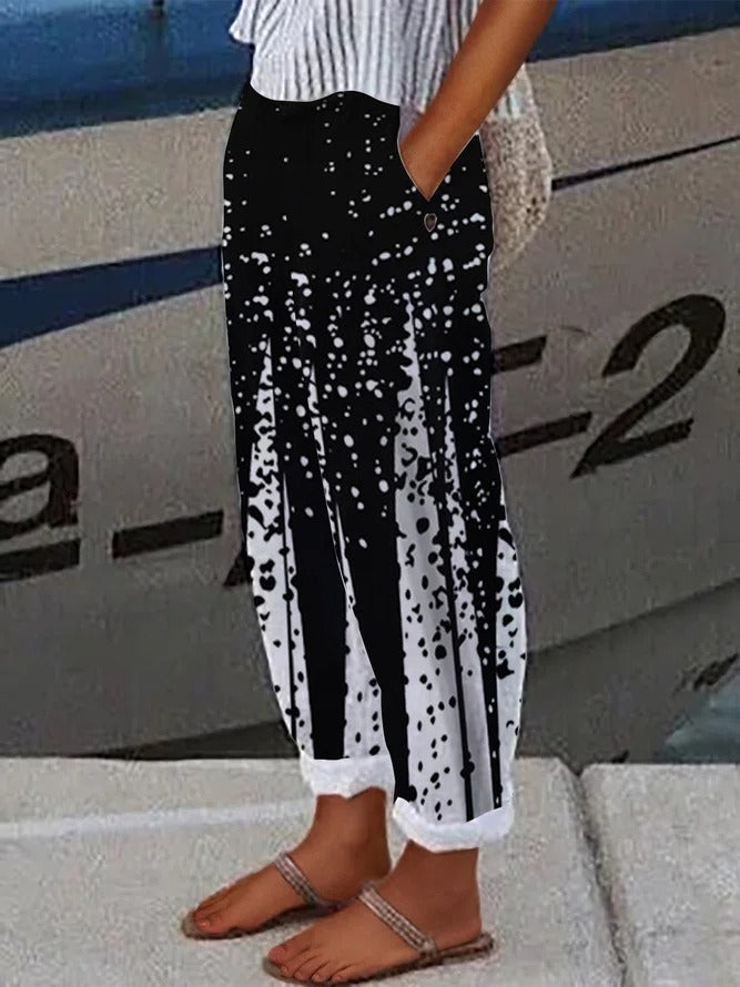 Casual Striped Bamboo Pants
