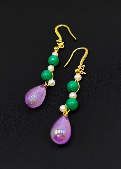 Pink Water Droplet Acrylic Drop Earrings