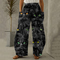 Cool Black Cat Print Women's Casual Pants elevenforest