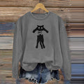 Women's Hugging Black Cat Abstract Art Painting Sweatshirt elevenforest