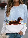 Comstylish Dachshund Tangled In Lights Christmas Cozy Sweatshirt