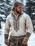 Vintage Celtic Totem Men's Long Sleeve Linen Shirt artswardrobe