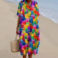 Colorful Kitten Print Women's Dress elevenforest