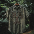 Men's Viking Tree Of Life Embroidery Pattern Lapel Shirt artswardrobe