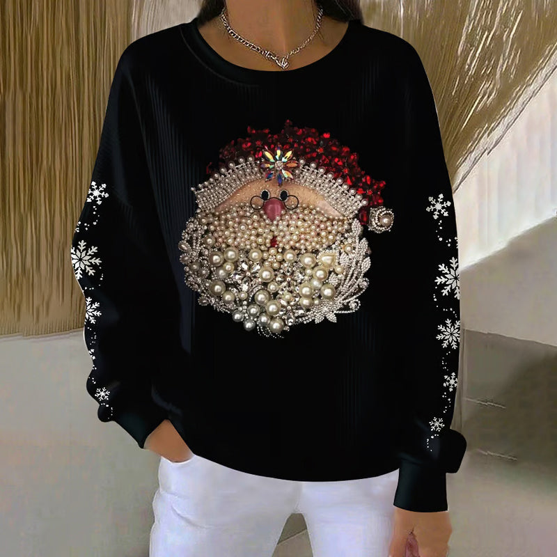 Comstylish Women's Christmas Cute Santa Art Sweatshirt