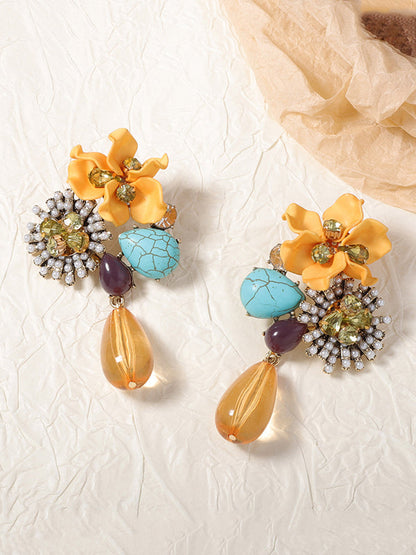 Flower Shape Geometric Water Drop Earrings Accessories