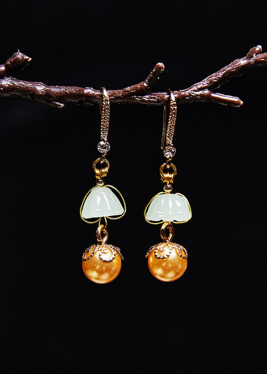 Boutique Champagne Pearl Jade Drop Earrings