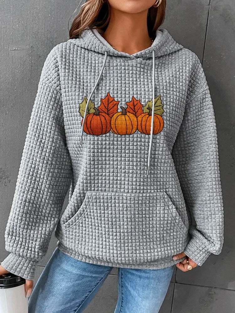 Comstylish Women's Fall Pumpkin Check Hoodie