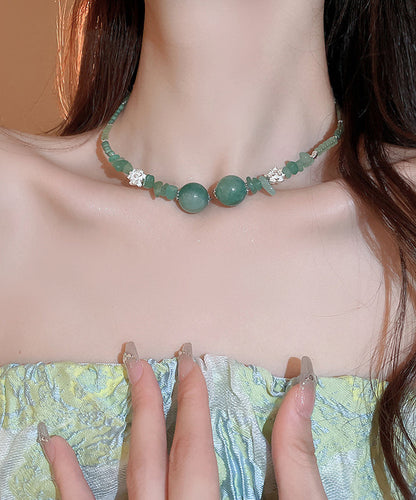 Green Alloy Gem Stone Zircon Beading Choker