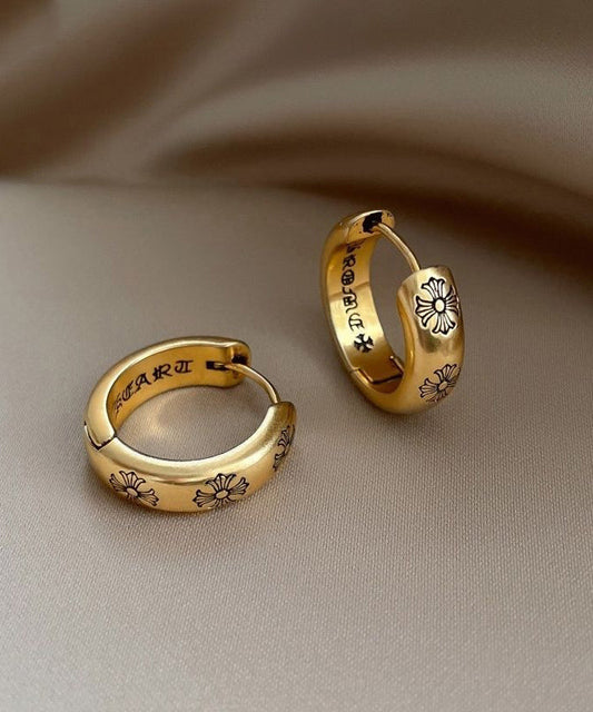 Gold Copper Overgild Print Hoop Earrings