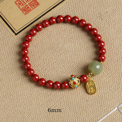 Cinnabar and Green Aventurine Charm Bracelet 8mm