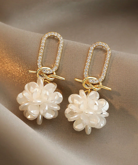 Classy Gold Alloy Zircon Drop Earrings