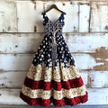 Women's Vintage Independence Day With Life Of Tree Art Linen Midi Dress artswardrobe