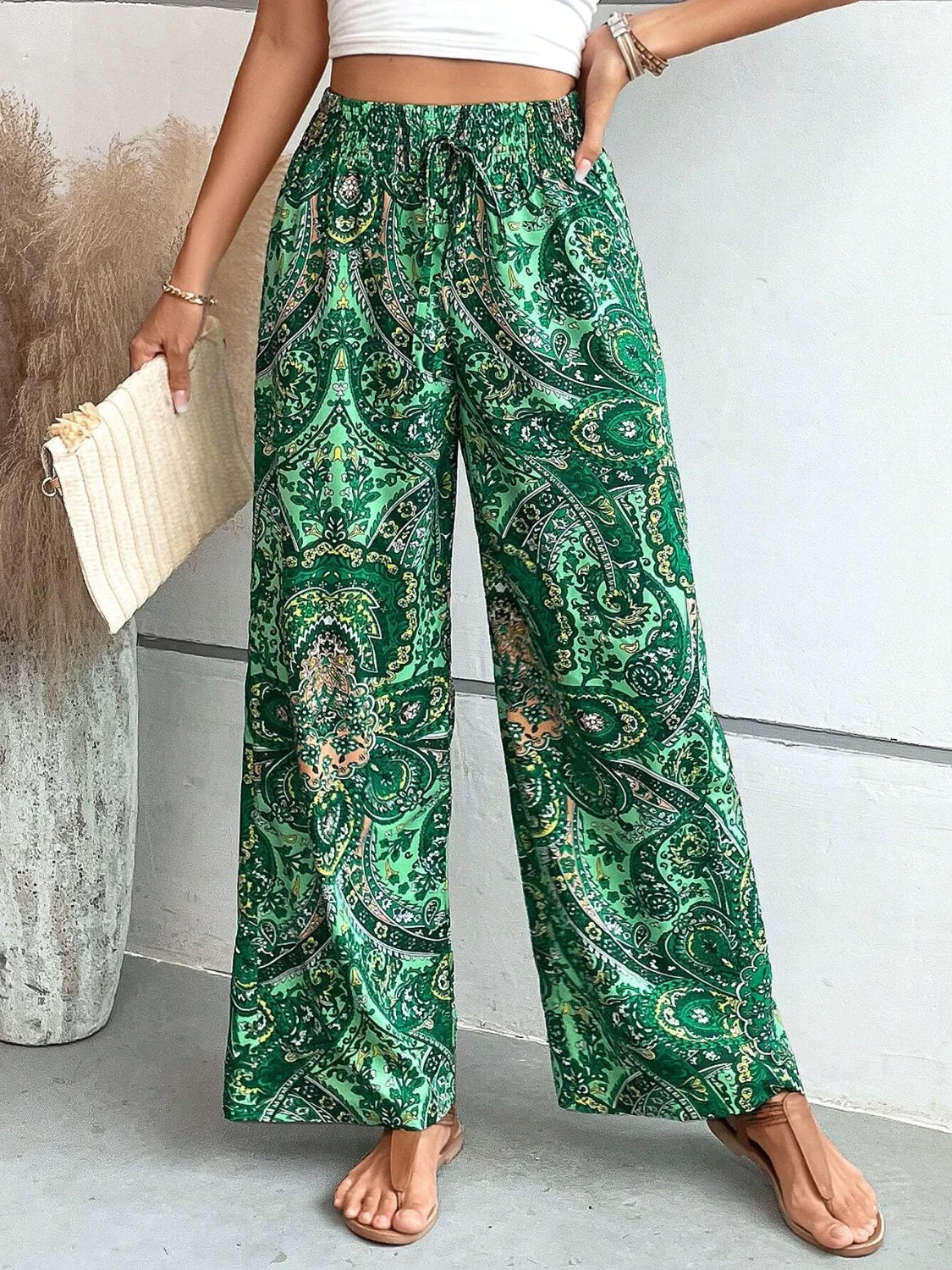 EP | Artistique d'impression pantalon taille haute pour les femmes