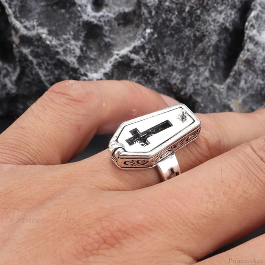 Style Skull Coffin Gothic Ring