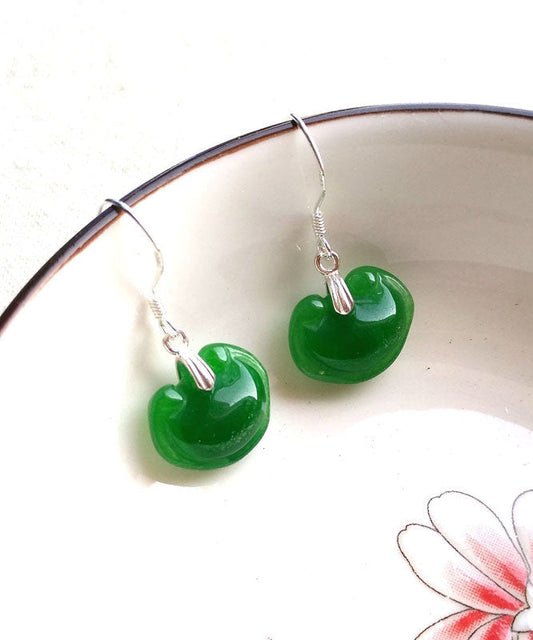 Green Sterling Silver Jade Drop Earrings