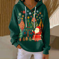 Comstylish Women's Vintage Christmas Santa Claus Art Print Casual Hoodie
