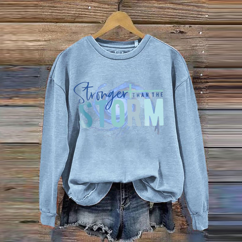 Comstylish Women's Stronger Than The Storm Printed Crew Neck Sweatshirt