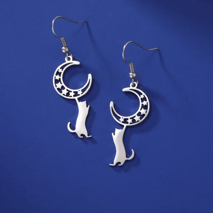 Lunar Whisper Feline Earrings