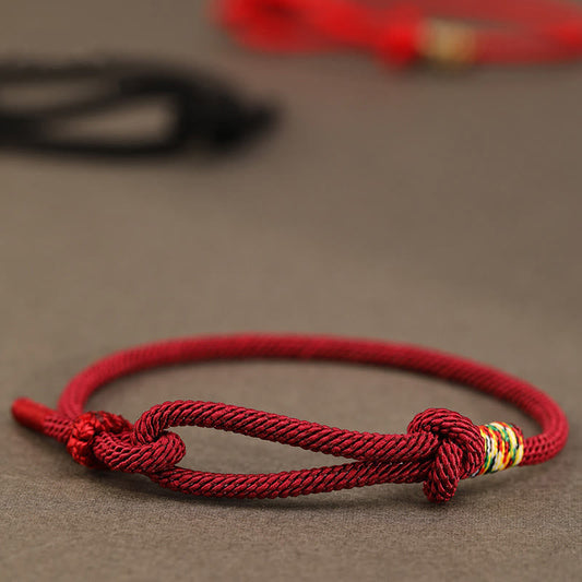 Dark Red String 925 Sterling Silver Coin Luck Bracelet