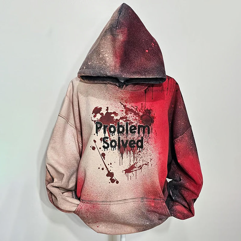 Comstylish Unisex Vintage Bloody "problem Solved" Hoodie