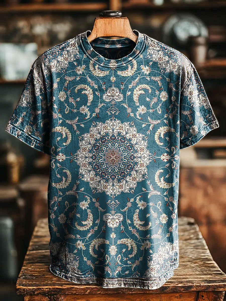 National Retro Floral pattern Vintage Art Print Casual T-shirt For Men