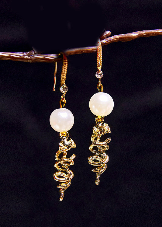 Original Design 14k Gold Pearl Drop Earrings