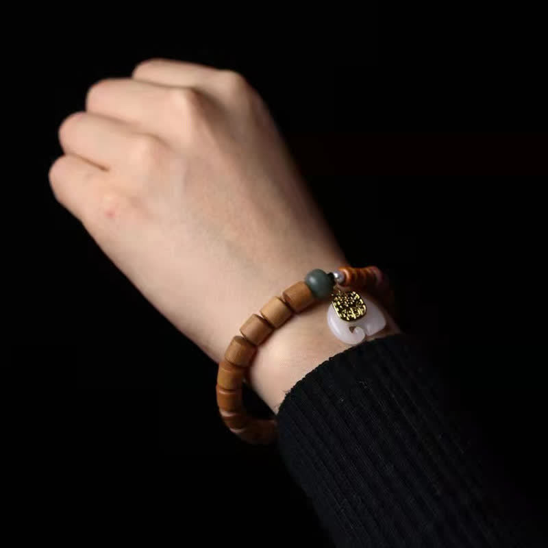 Buddha Stones Sandalwood Jade Elephant Protection Bracelet