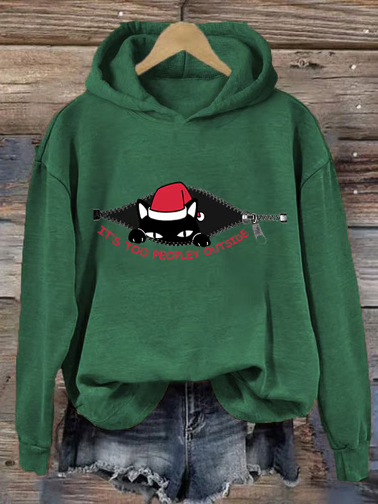 Women's It's Too Peopley Outside Hooded Sweatshirt elevenforest