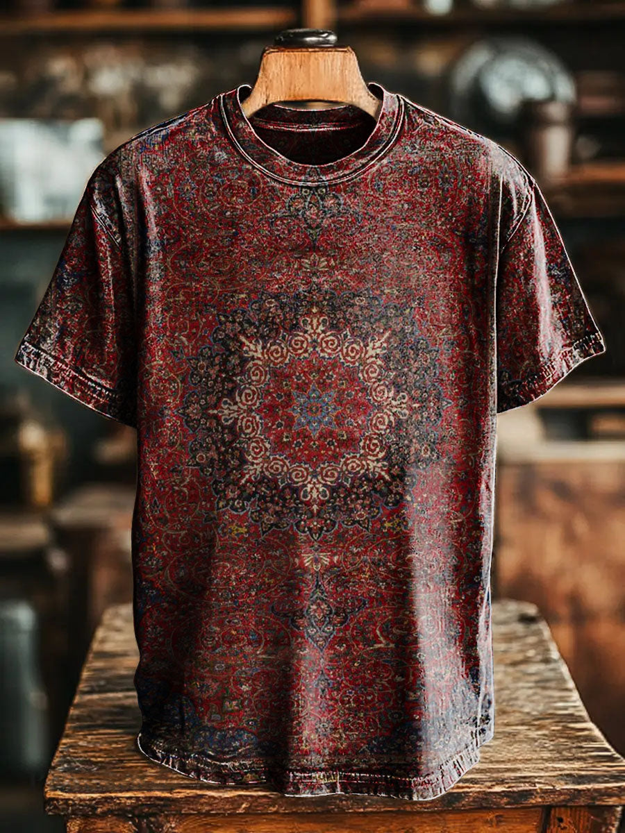 Retro National Flowers pattern Vintage Art Print Casual T-shirt For Me