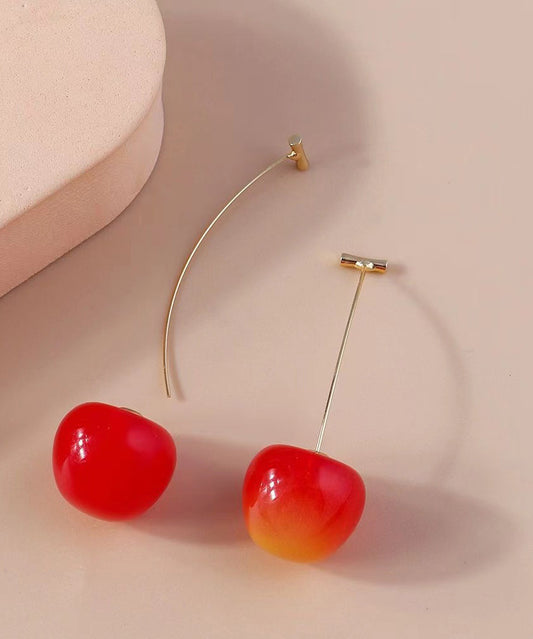 Orange Alloy Acrylic Cherry Drop Earrings