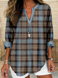 Comstylish Scotland Vintage Plaid Linen Blend Cozy Shirt