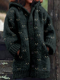 Cute Cat Face Pattern Cozy Hooded Knit Cardigan elevenforest