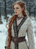Medieval Contrast Hem Cable Knit Cozy Long Cardigan artswardrobe