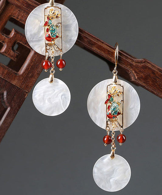 Oversize White Sterling Silver Copper Drop Earrings