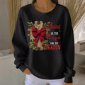 Comstylish Women's Christmas Jesus Cross Print Crew Neck Casual Sweatshirt