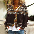Vintage Geometric Diamond Print Women's Cardigan Sweater elevenforest