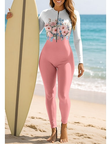 Standard Rash Guard Full Body Swimwear Dive Skin Suit Front Zip Upf50+ Quick Dry High Elasticity Long Sleeve Swimwear Surfing Canoeing Diving Summer