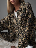 LM | Denim jacket with leopard print for women