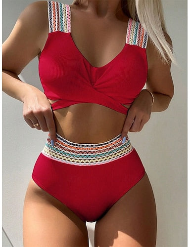 Stretchy Boxer Shorts Swimsuit Stretchy Boxer Shorts High Waist Vacation Beach Wear Color Sleeveless Bathing Suits