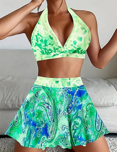 Tankini Two Piece Swimsuit Backless Swimwear Swimwear Black Yellow Breathable Quick Dry Lightweight Sleeveless - Swimming Surfing Beach Summer Spring