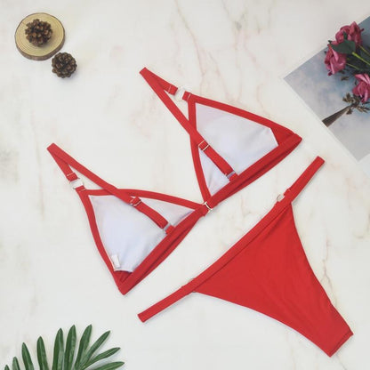 Thelma® | Two-piece Bikini Swimsuit With Gold Metal Rings and Triangular Cups